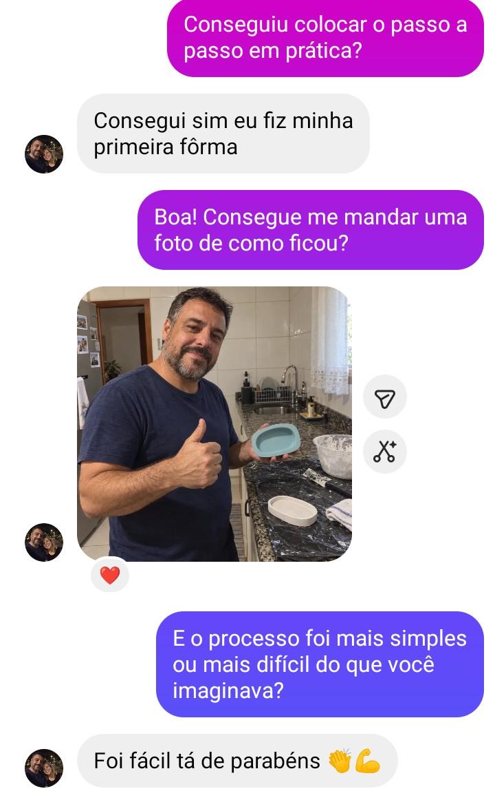 Conversa no Instagram com Ricardo Sérgio mostrando sua primeira fôrma